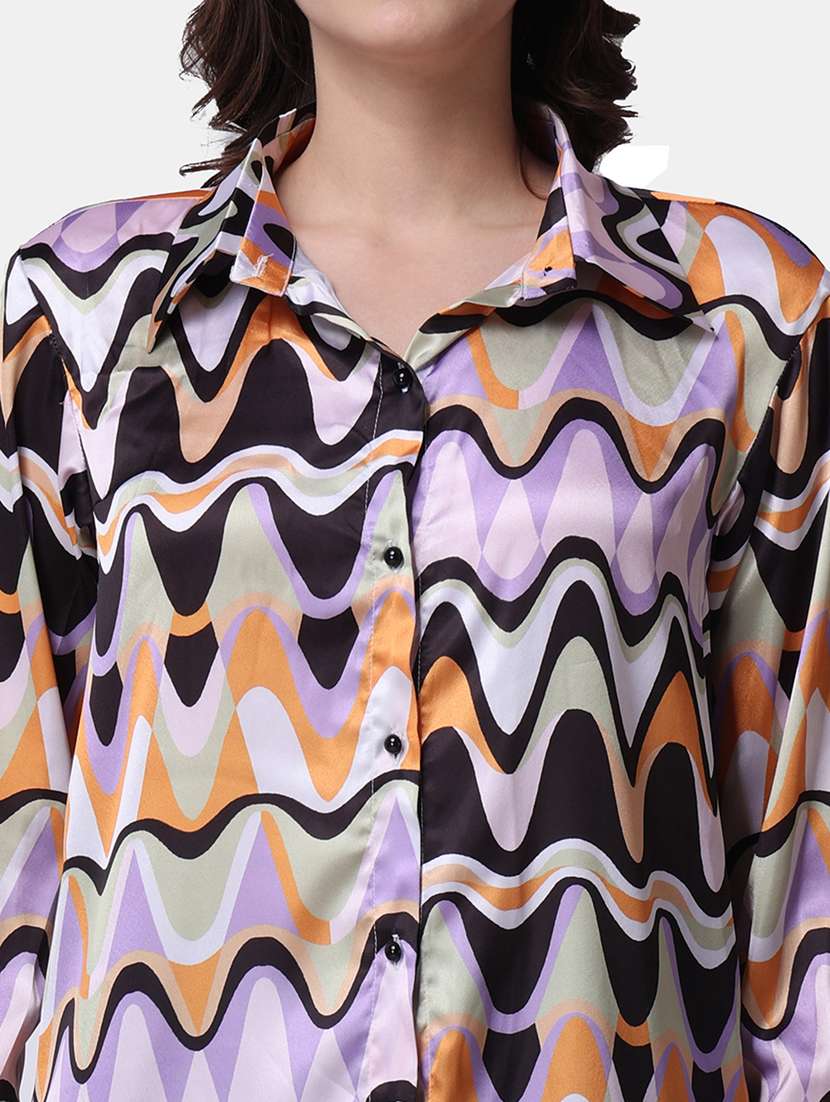 women printed collared long sleeves shirt - 21525741 - Standard Image - 5