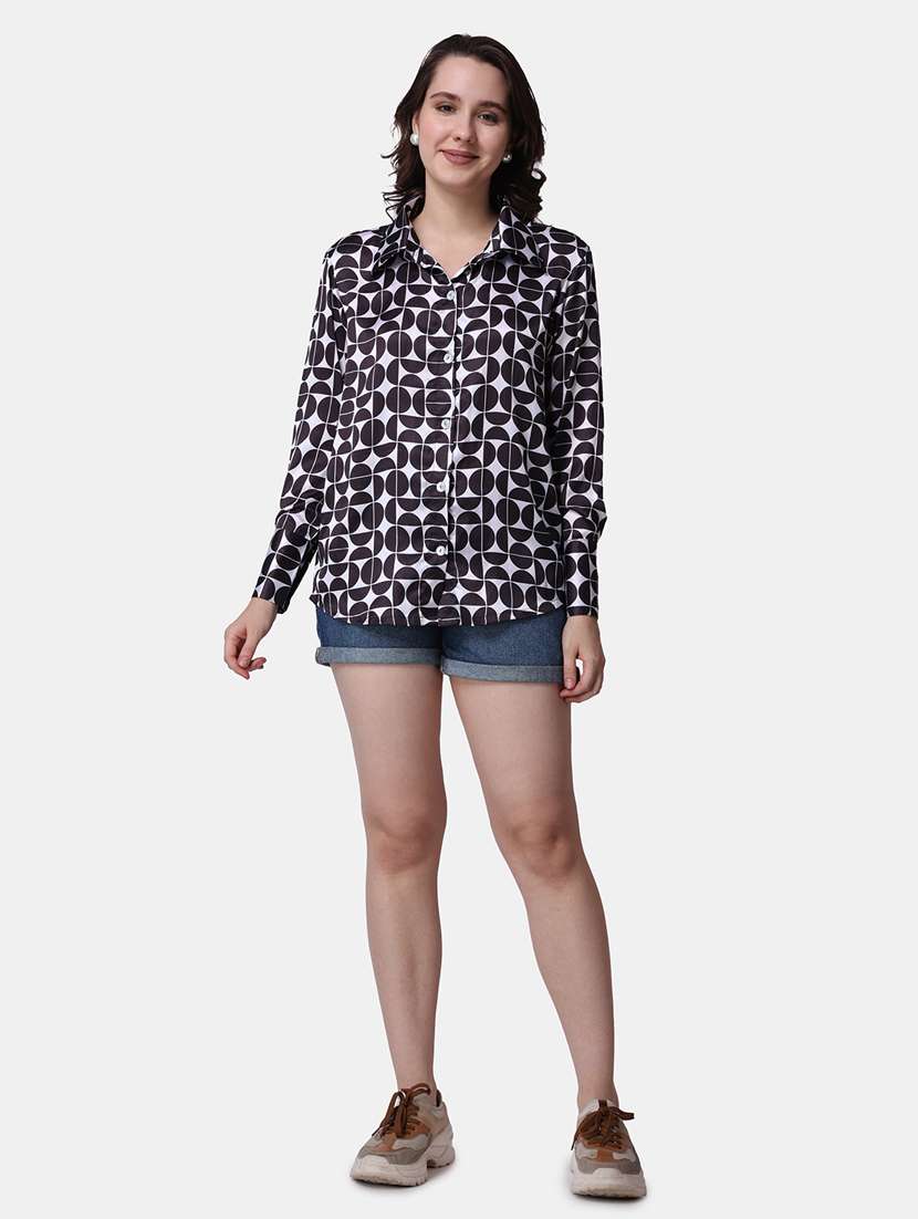 women printed collared long sleeves shirt - 21525742 - Standard Image - 3