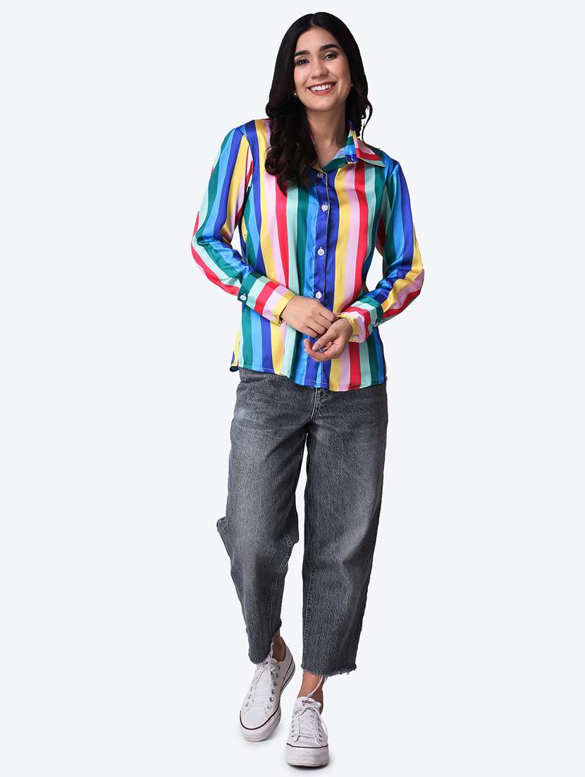 women printed collared long sleeves shirt - 21525744 - Standard Image - 5