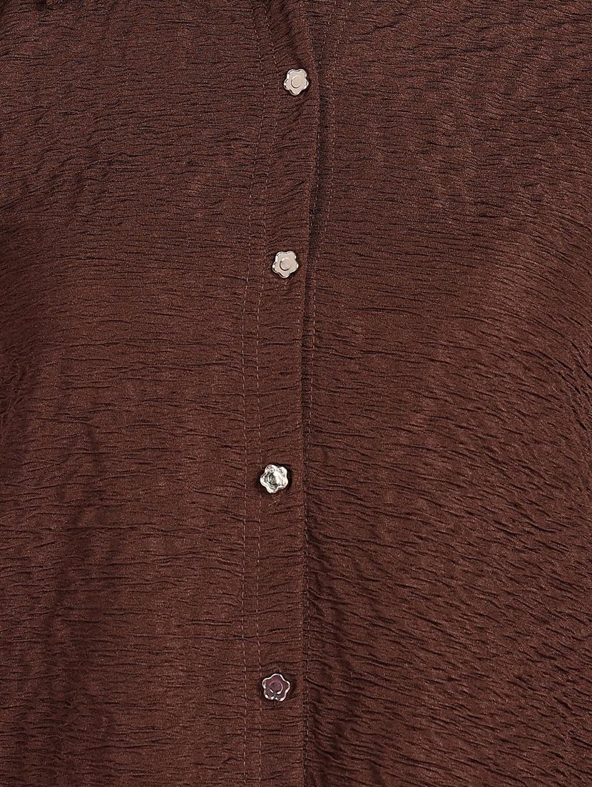 women solid collared short sleeves shirt - 21525787 - Standard Image - 5