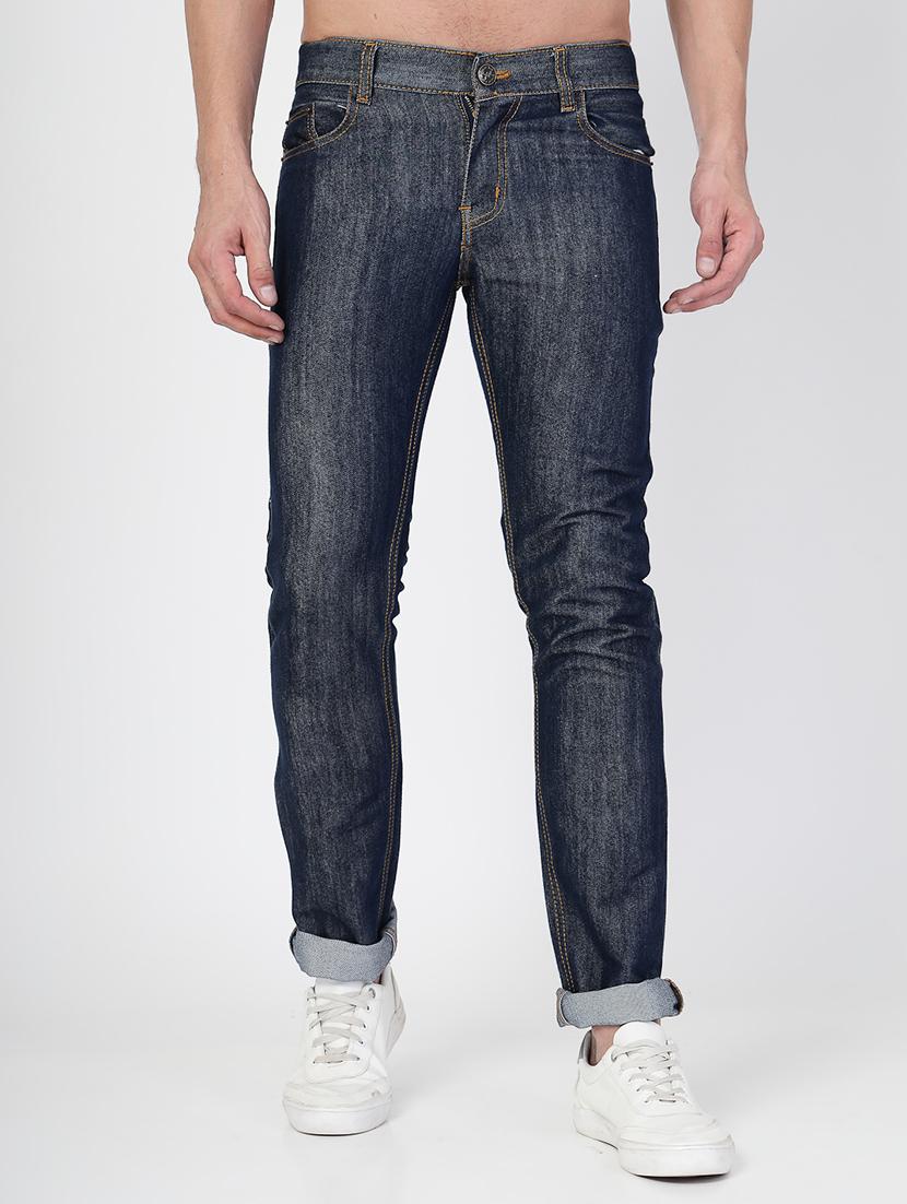 men washed mid rise denim jeans