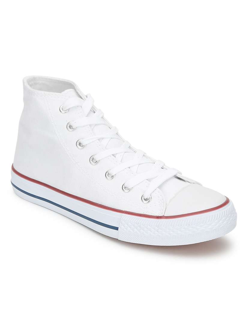 women white lace-up ankle length sneaker