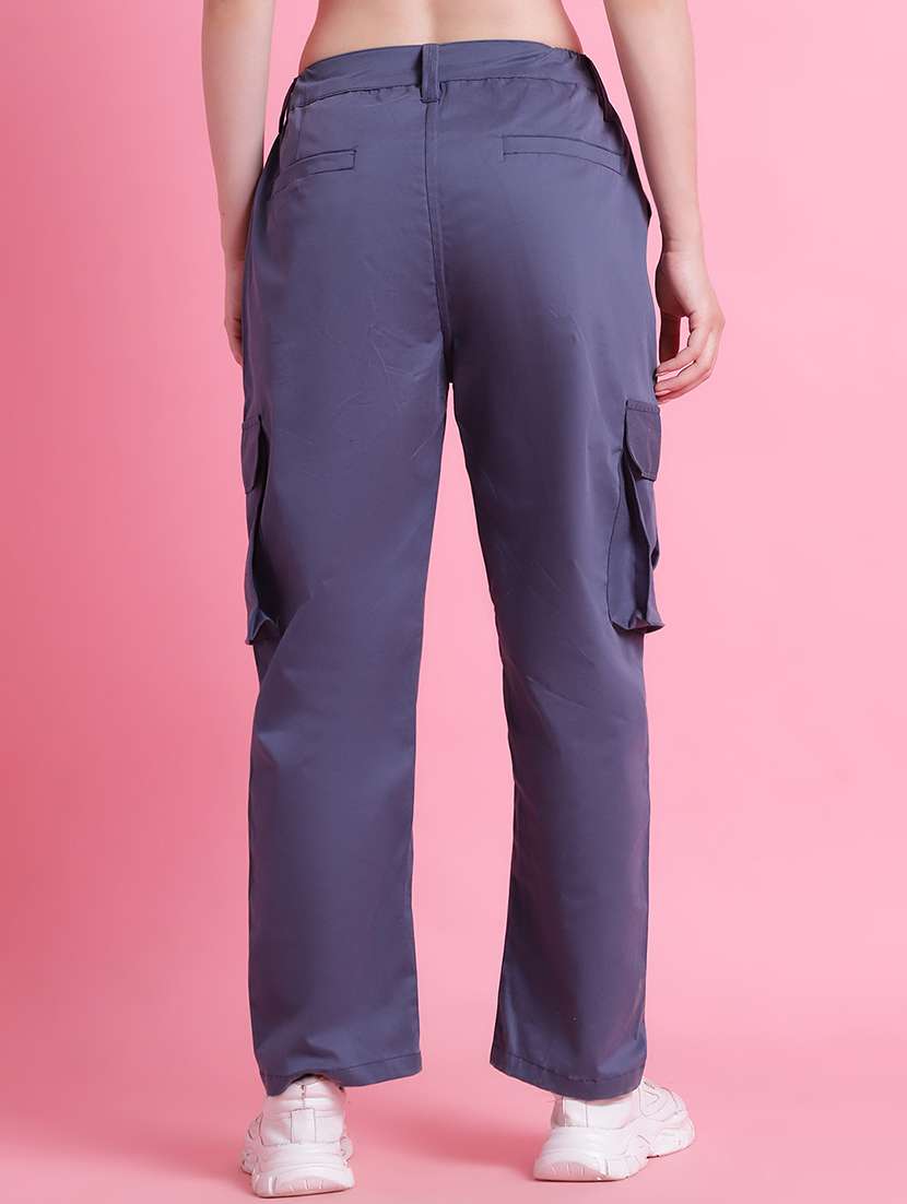 women solid relaxed fit cargo pant - 21526661 -  Standard Image - 3