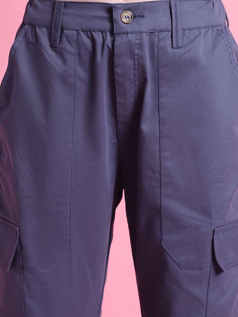 women solid relaxed fit cargo pant - 21526661 -  Standard Image - 5