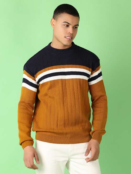 men long sleeves color block pullover - 21527305 -  Standard Image - 0