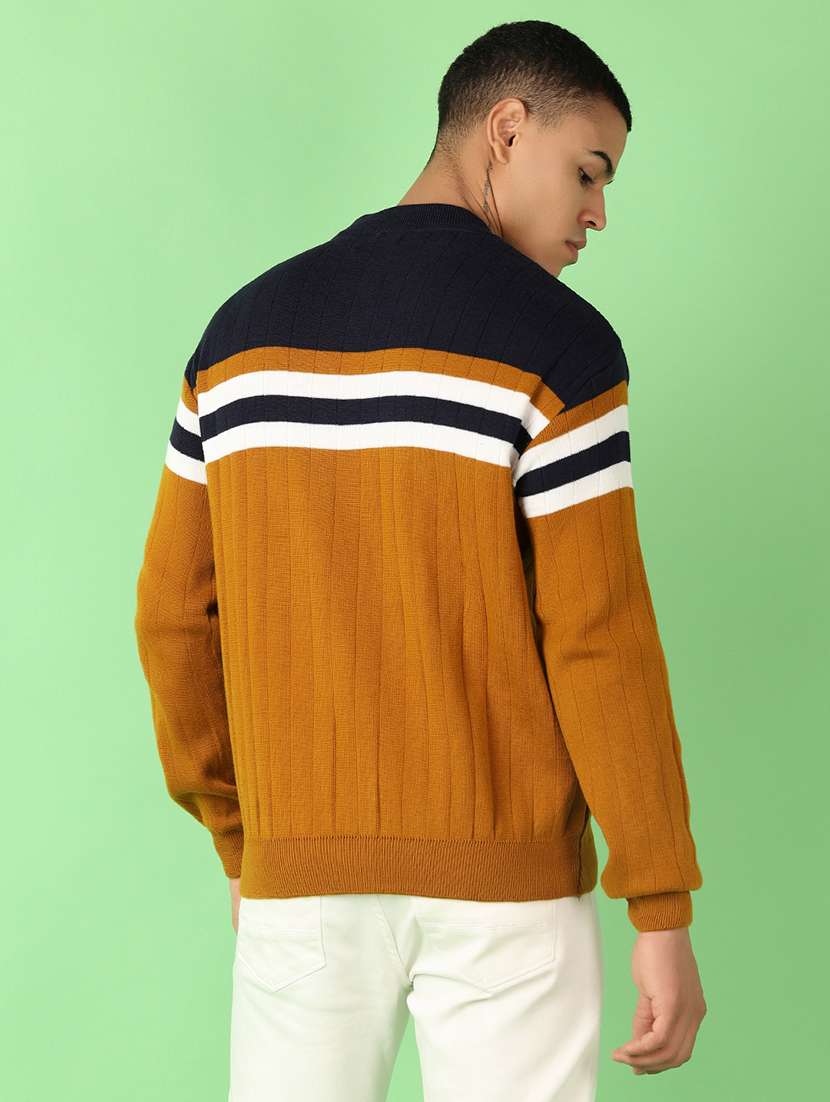 men long sleeves color block pullover - 21527305 -  Standard Image - 3