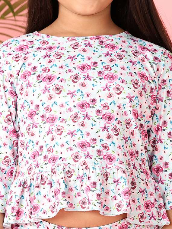 girls white floral printed full length sets - 21527307 -  Standard Image - 5