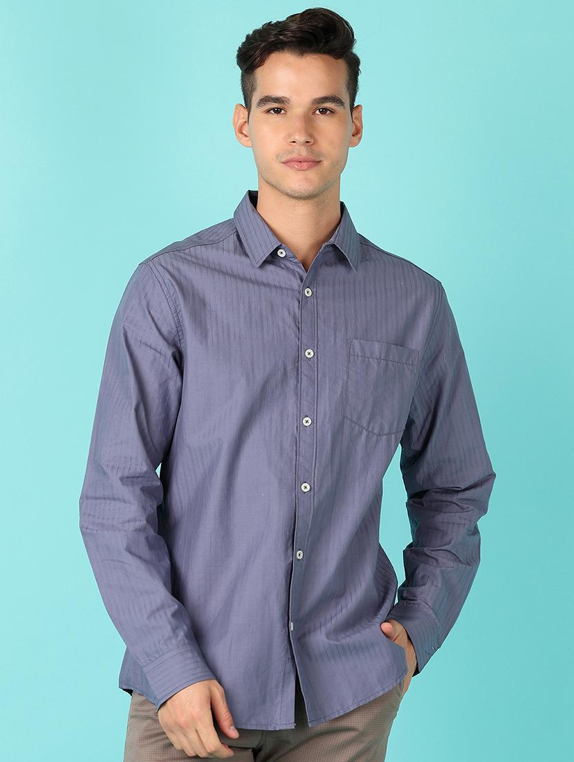 men self design long sleeve casual shirt