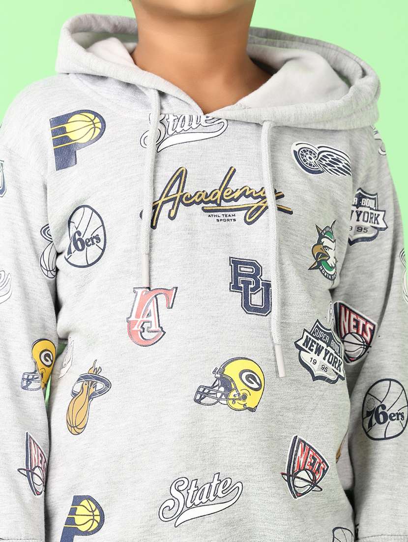 boys quirkey printed long sleeve hooded sweatshirt - 21527325 -  Standard Image - 5