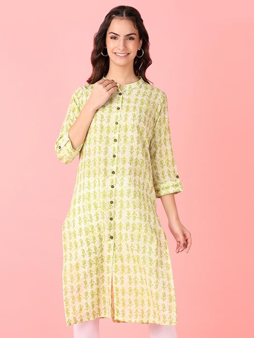 women three quarter sleeve straight kurta - 21527366 - Standard Image - 0