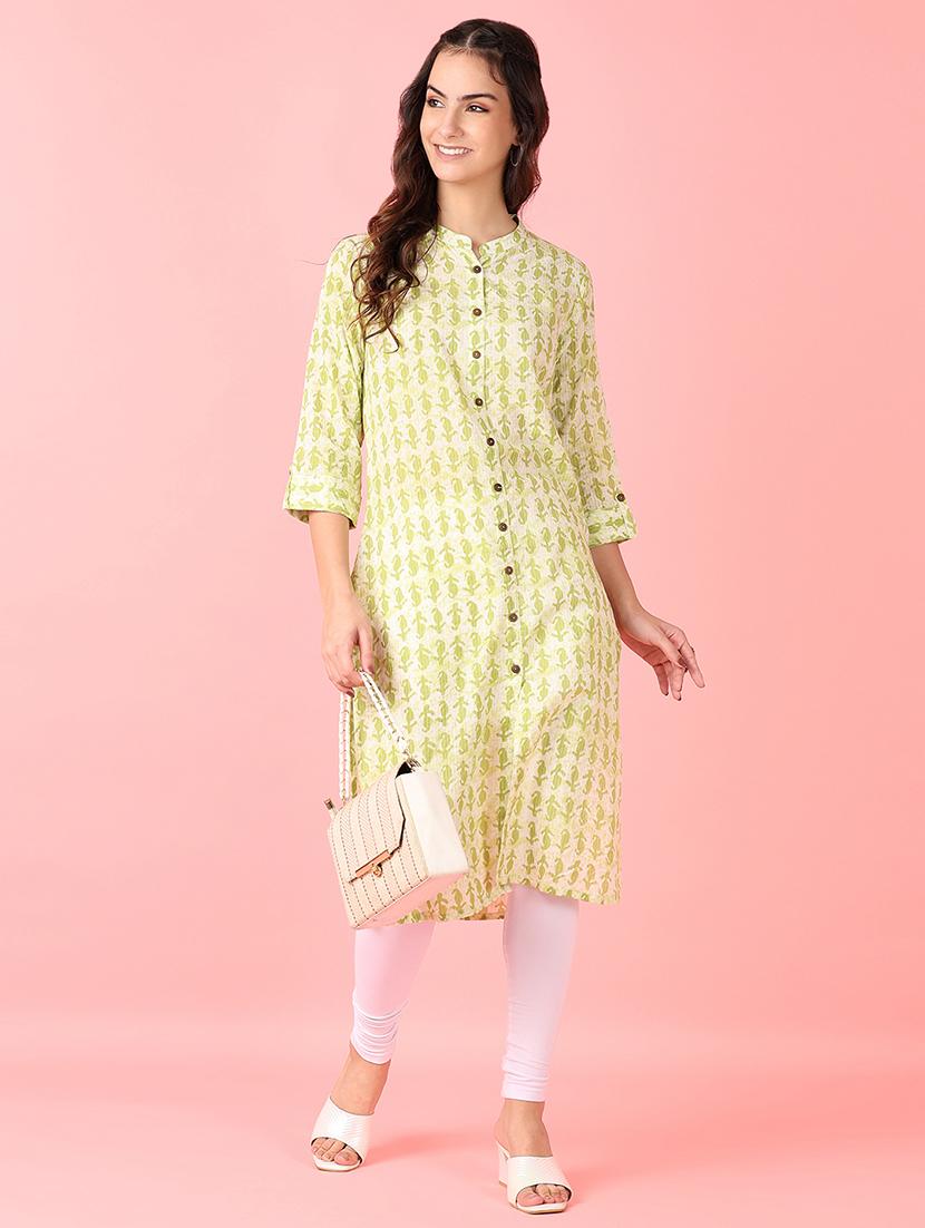 women three quarter sleeve straight kurta - 21527366 - Standard Image - 3