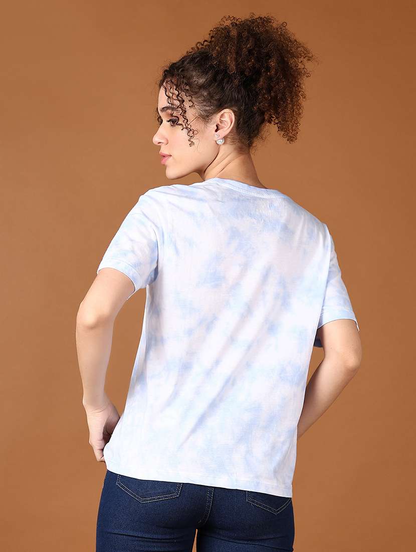 women light blue tie & dye short sleeve t-shirt - 21527384 -  Standard Image - 3