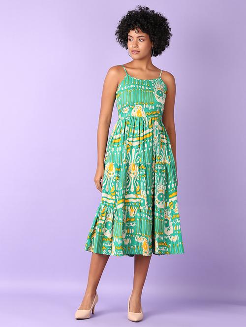 women printed sleeveless tiered dress - 21527403 -  Standard Image - 0