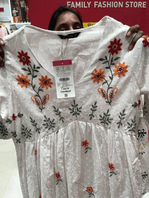 off white cotton dobby ethnic dress - 21527404 - Standard Image - 0