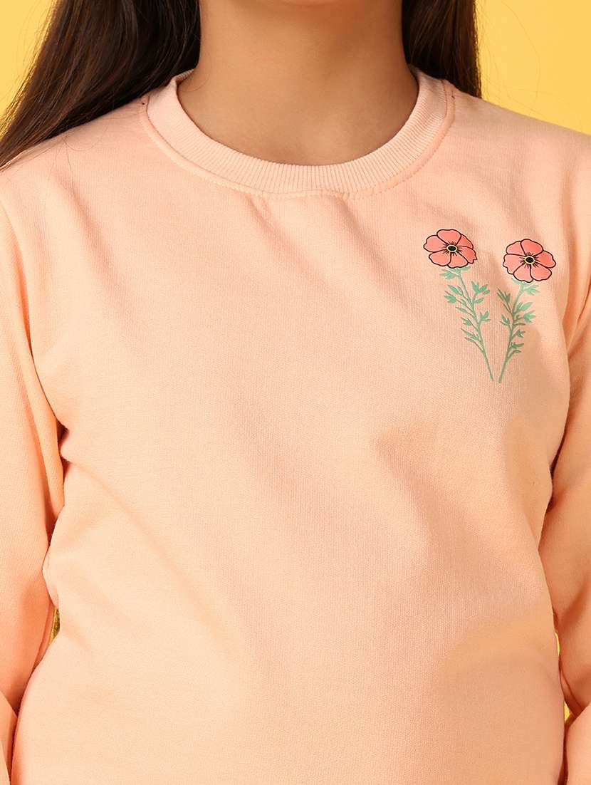 girls peach round neck front & back print sweatshirt - 21527430 -  Standard Image - 5