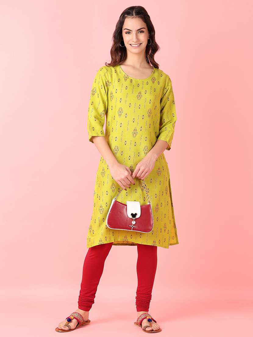 women three quarter sleeve straight kurta