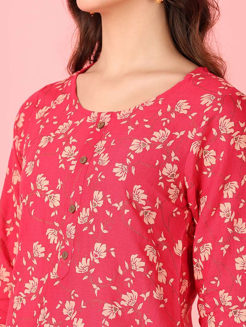 women three quarter sleeve straight kurta - 21527435 -  Standard Image - 5