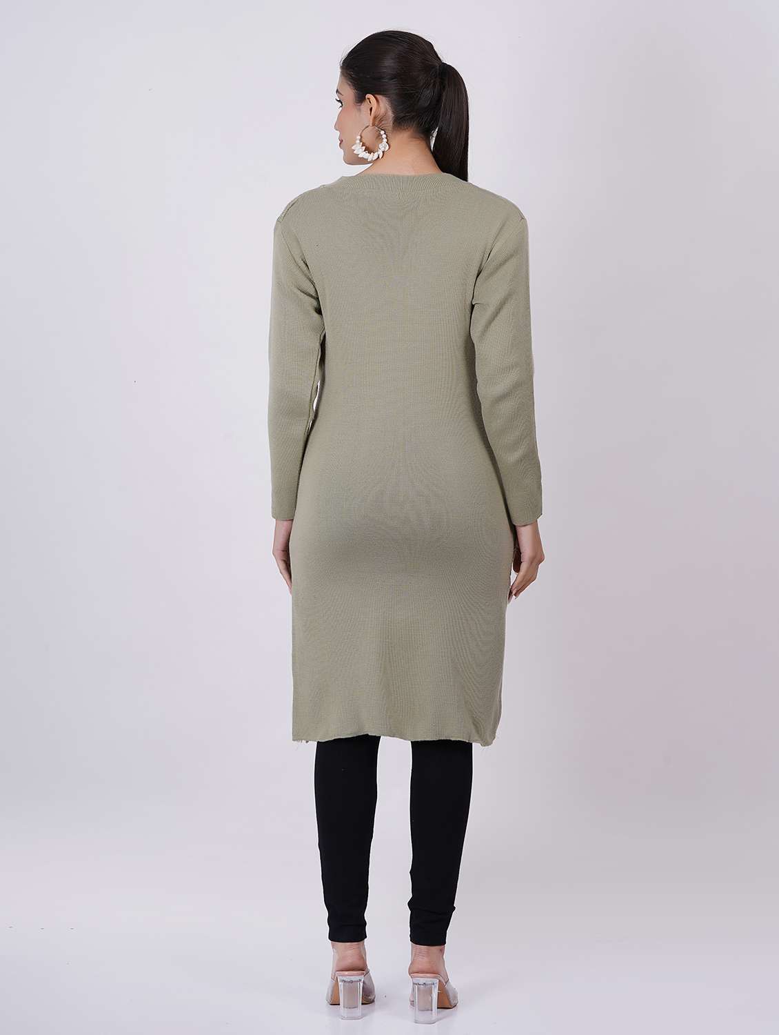 women long sleeve self-designed woolen kurta - 21527791 -  Standard Image - 3