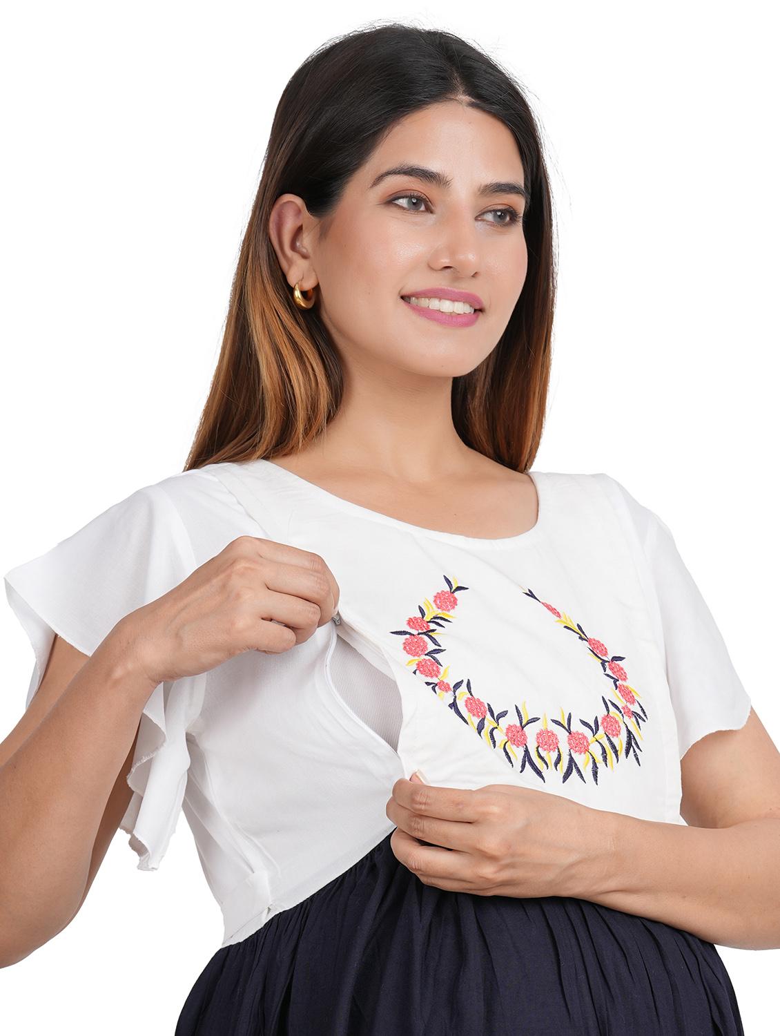 color block embroidered maternity wear dress - 21527854 - Standard Image - 5