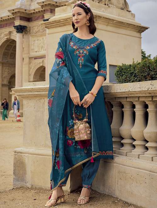 women embroidered kurta salwar set with dupatta - 21527860 -  Standard Image - 0