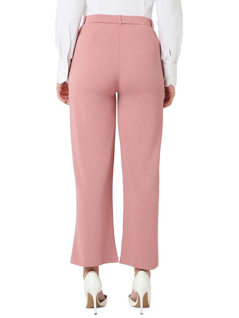 women pink cotton lycra tailored trouser - 21527968 -  Standard Image - 3