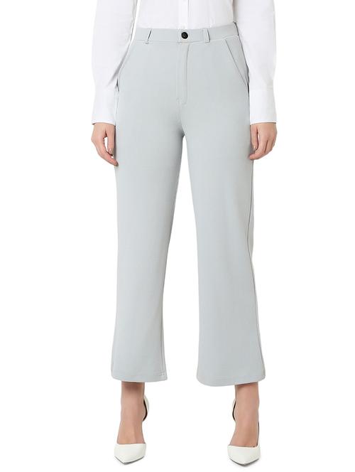 women grey cotton lycra tailored trouser - 21527969 -  Standard Image - 0