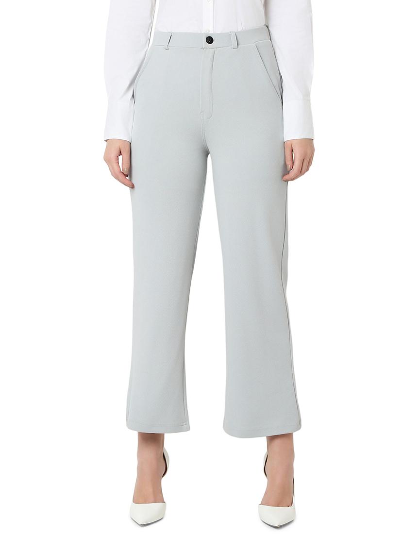 women grey cotton lycra tailored trouser - 21527969 -  Zoom Image - 0