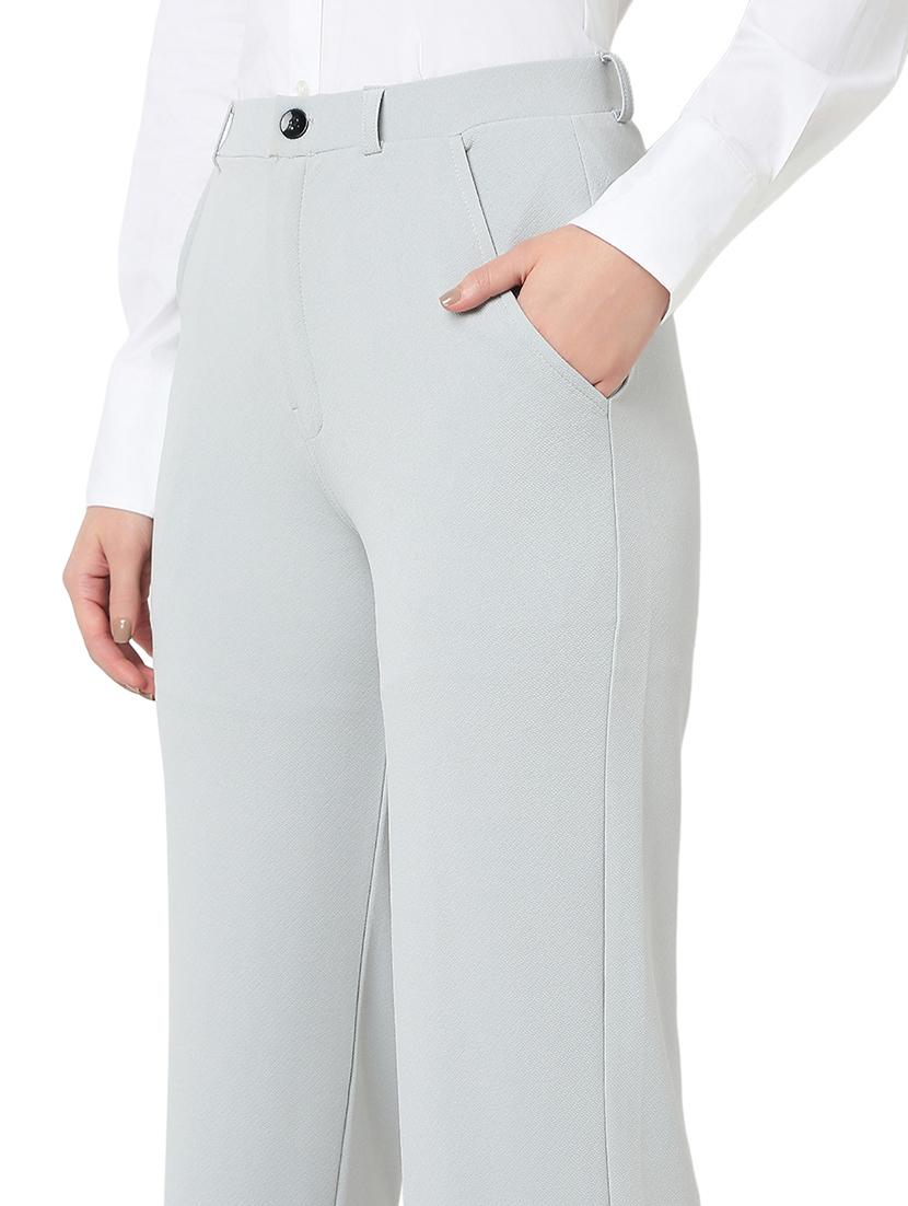 women grey cotton lycra tailored trouser - 21527969 - Standard Image - 5