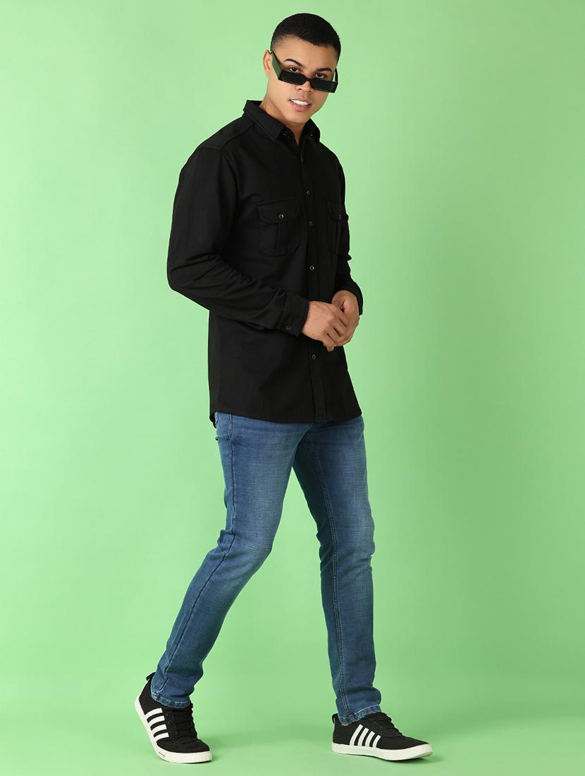 men long sleeves solid casual shirt - 21528110 - Standard Image - 3