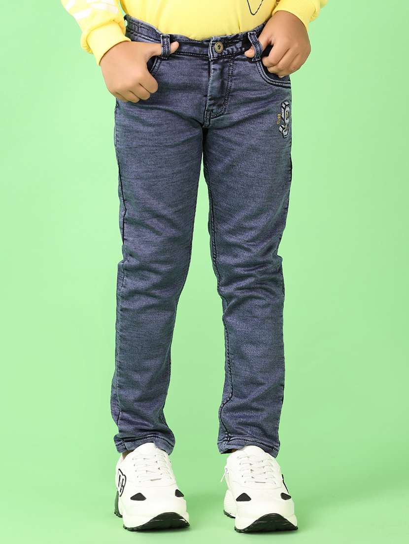 boys solid mid rise jeans