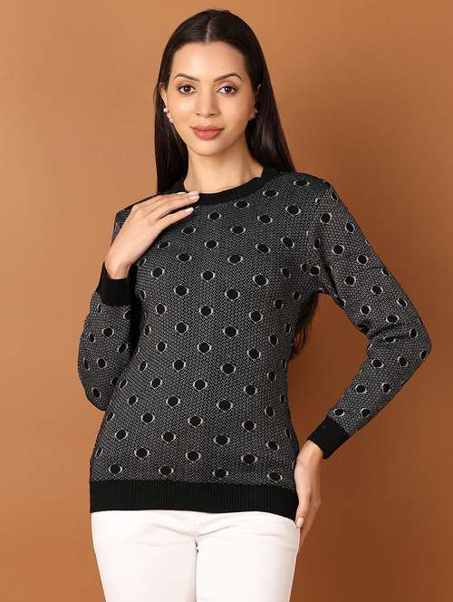 women black self design long sleeve pullover - 21528140 -  Standard Image - 0
