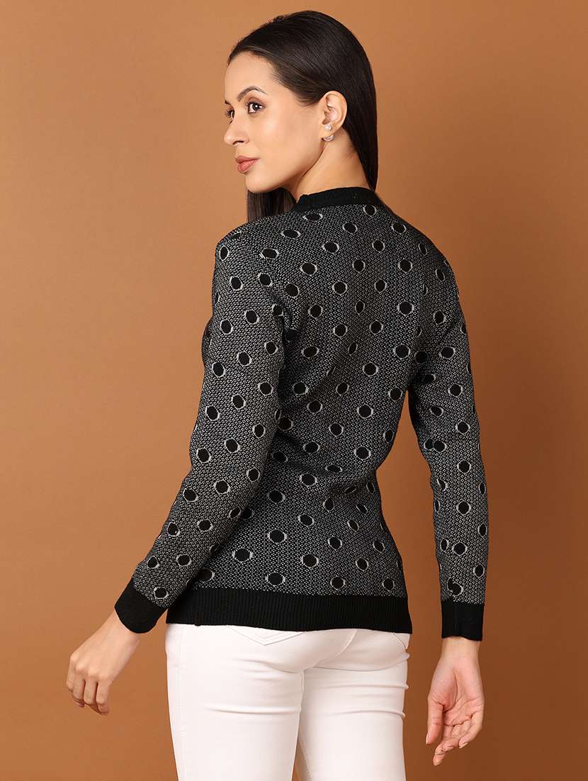 women black self design long sleeve pullover - 21528140 -  Standard Image - 3