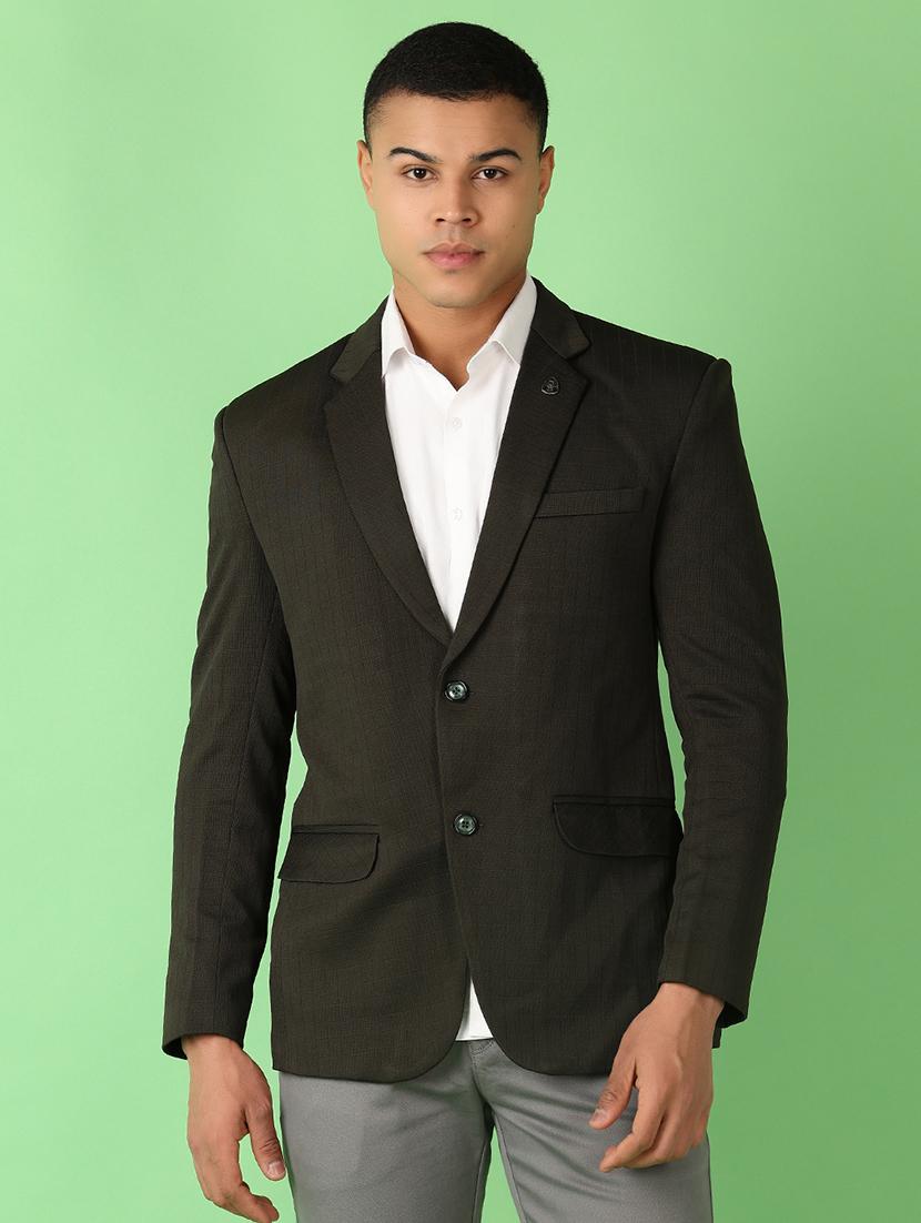 olive solid single breasted casual blazer - 21528146 - Zoom Image - 0