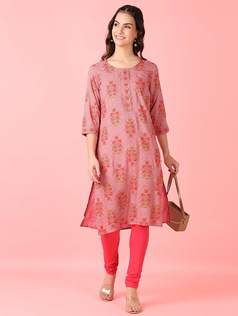 women three quarter sleeve straight kurta - 21528148 - Standard Image - 3