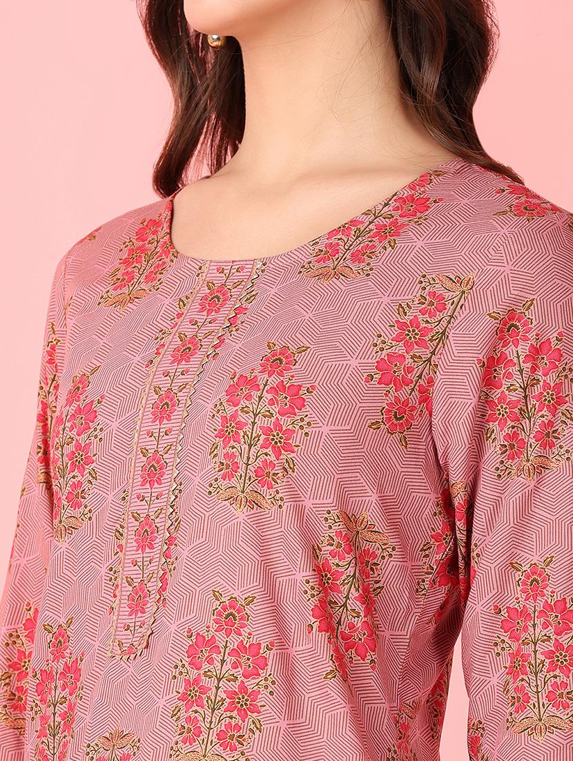 women three quarter sleeve straight kurta - 21528148 - Standard Image - 5