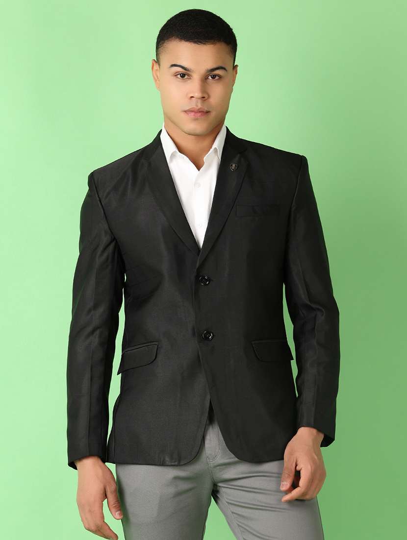 black solid single breasted formal blazer - 21528201 -  Zoom Image - 0