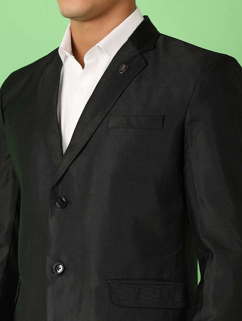 black solid single breasted formal blazer - 21528201 -  Standard Image - 5