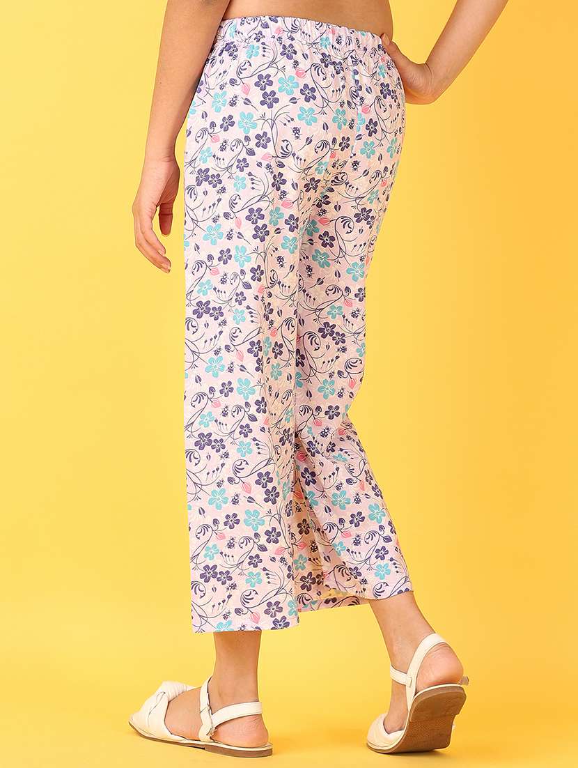 girls lavender floral printed palazzo - 21528203 -  Standard Image - 3