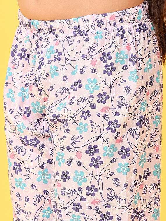 girls lavender floral printed palazzo - 21528203 -  Standard Image - 5