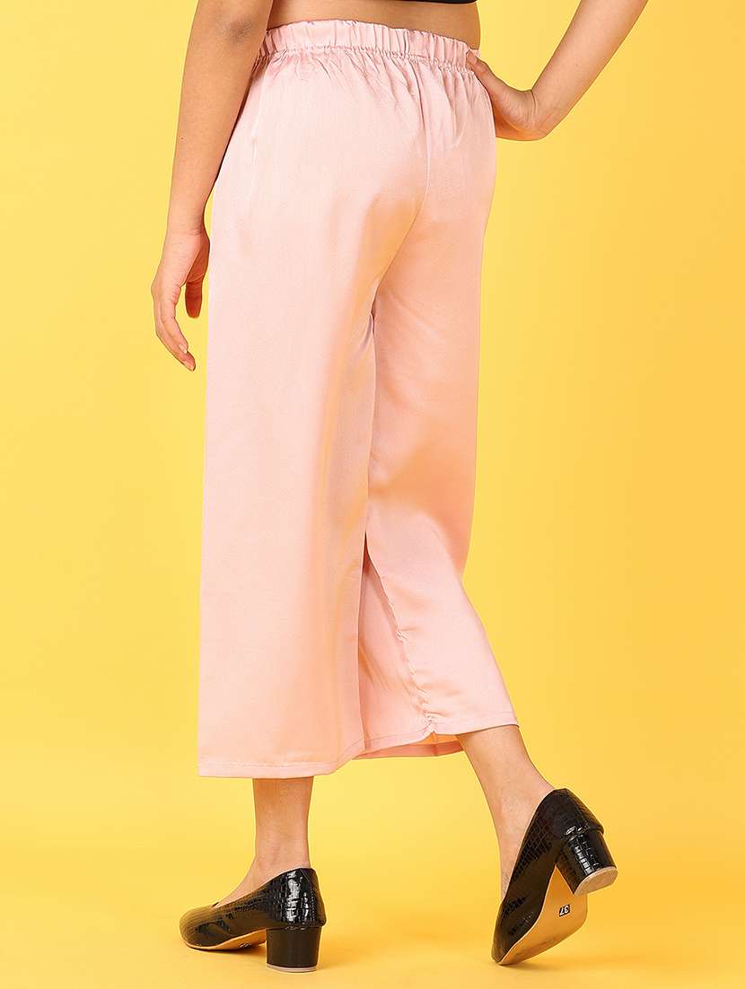 girls peach solid palazzo - 21528207 -  Standard Image - 3