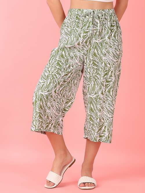 women printed mid rise calf length palazzo - 21528211 -  Standard Image - 0