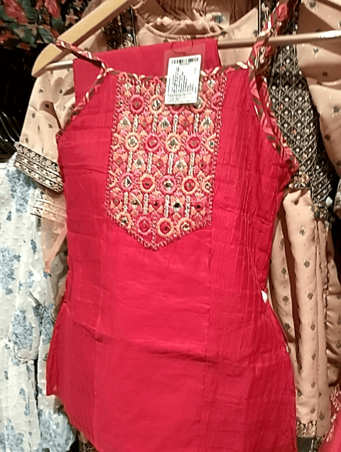 fuchsia chanderi frock - 21528217 - Standard Image - 0