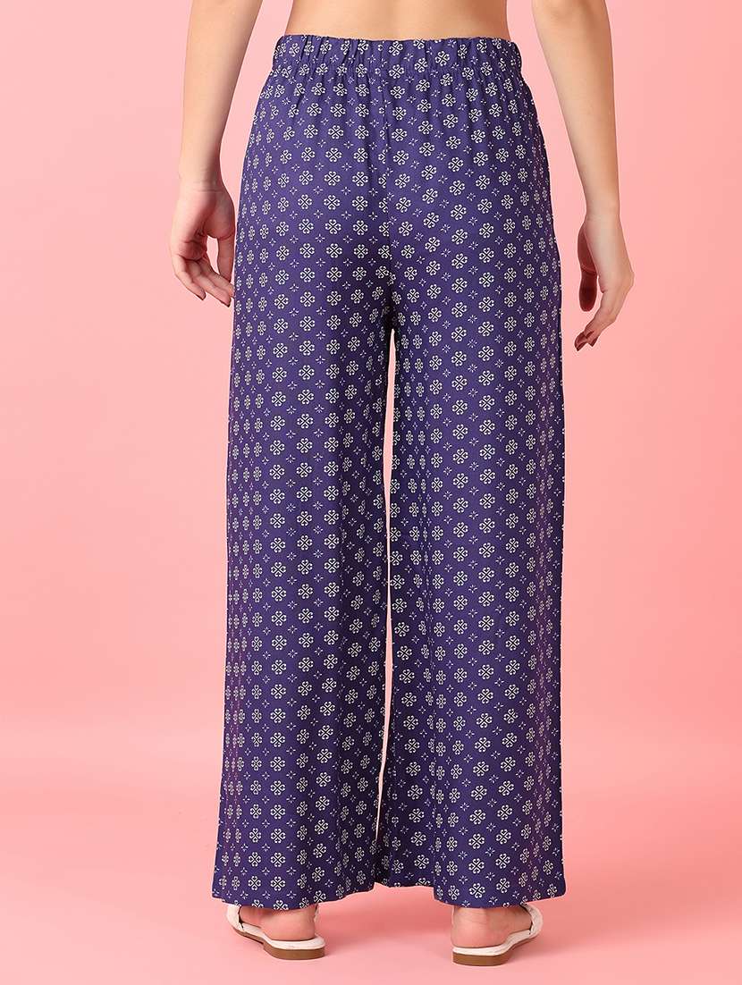 women blue printed straight palazzo - 21528240 -  Standard Image - 3