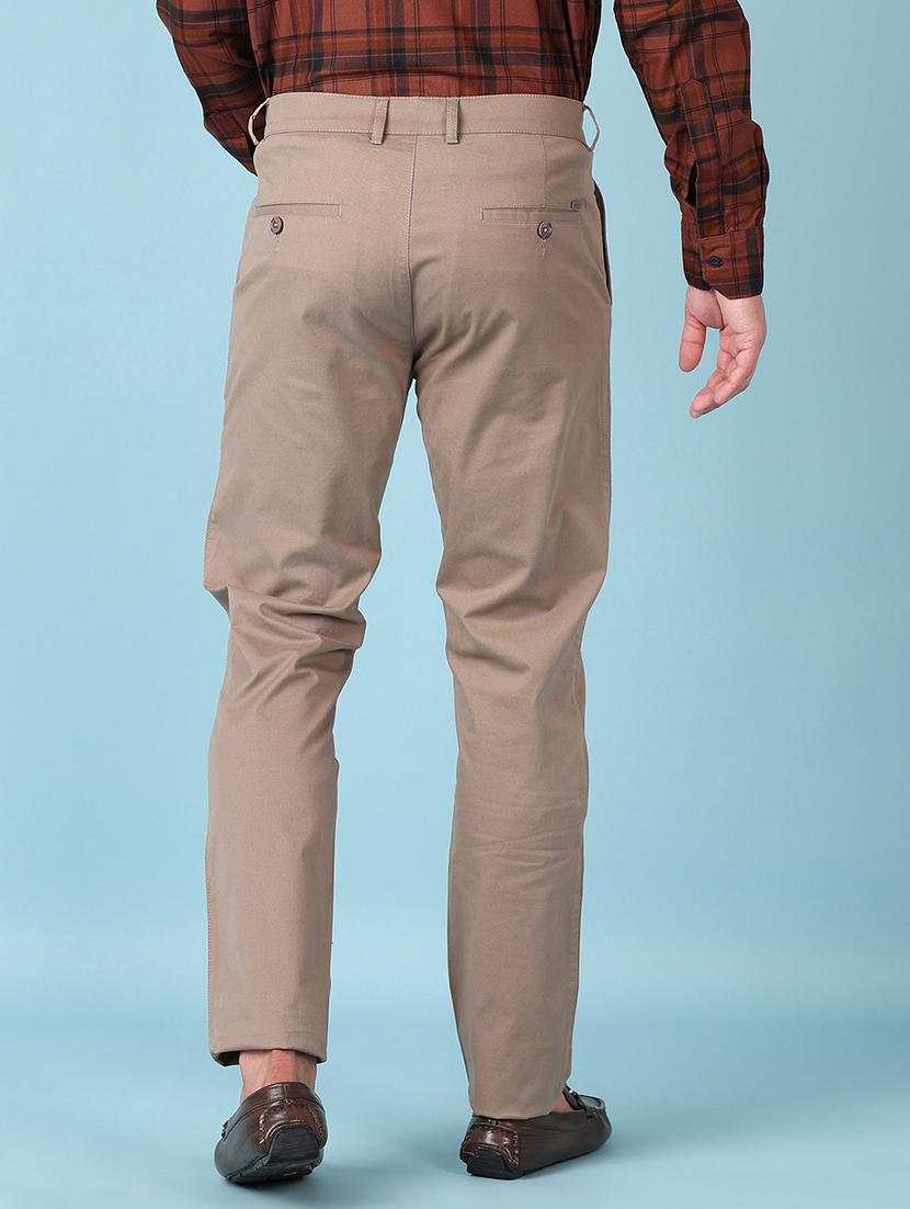 men solid regular fit chinos casual trouser - 21528278 - Standard Image - 3