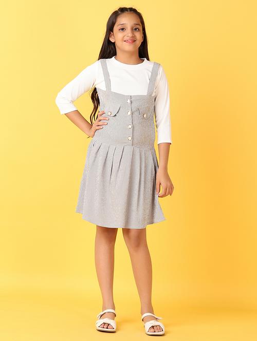 girls black round neck fit & flare dress - 21528348 - Standard Image - 0
