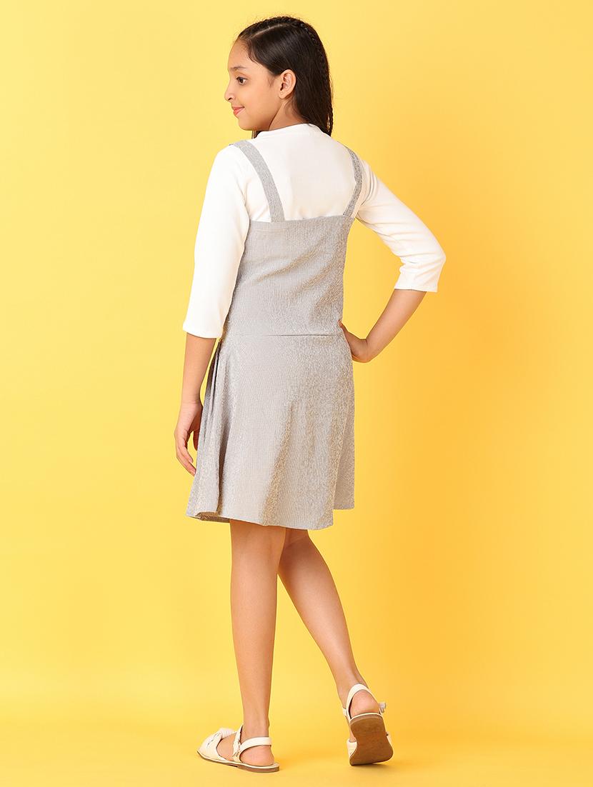 girls black round neck fit & flare dress - 21528348 - Standard Image - 3