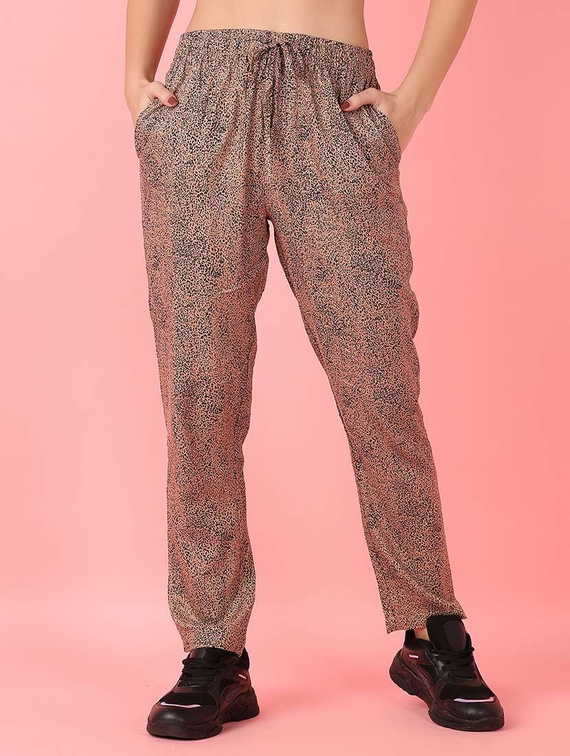 women beige printed pajamas