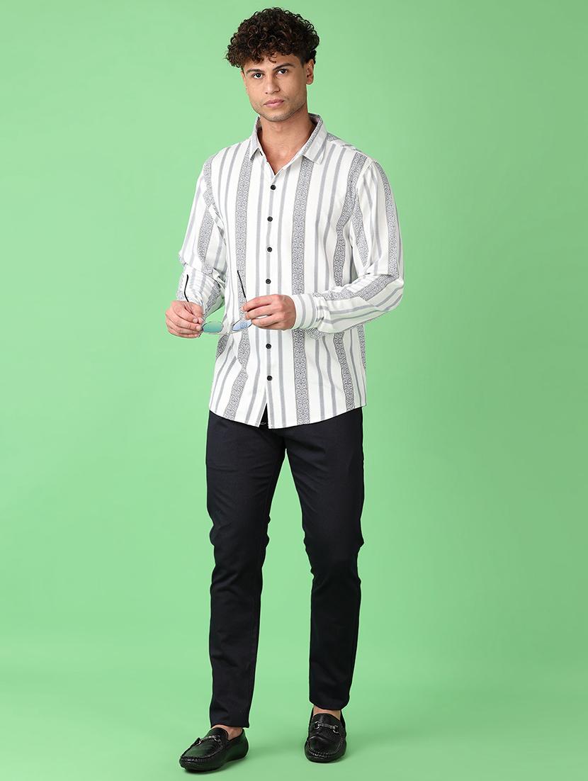 men long sleeves striped casual shirt - 21528454 - Standard Image - 3
