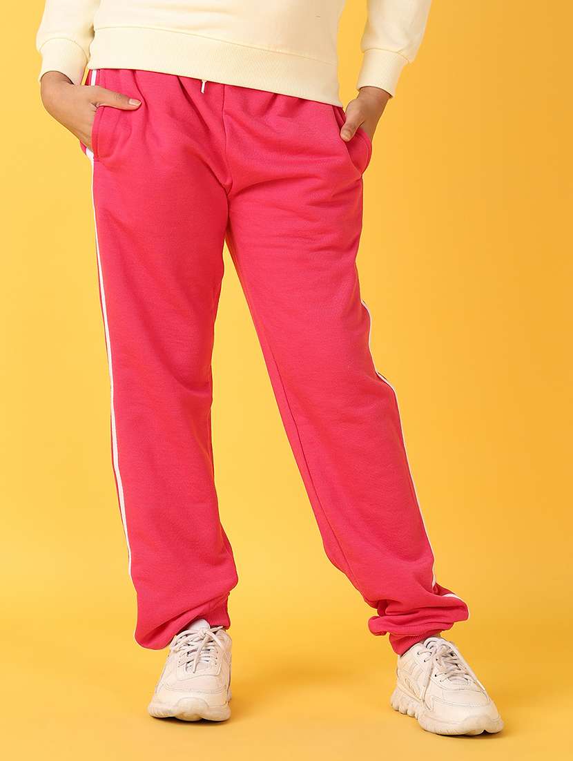 girls pink solid joggers