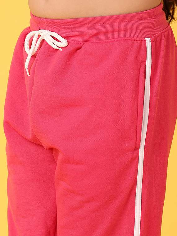 girls pink solid joggers - 21528759 -  Standard Image - 5
